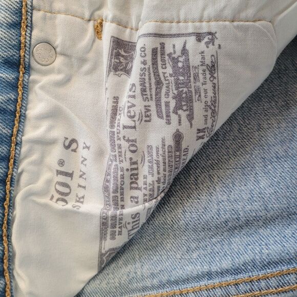 Levis Premium 501 Skinny Jeans Womens 30x28 Medium Wash Blue Button Fly Denim - Picture 3 of 11